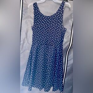 H&M Dark Blue Mini Dress with White Dots